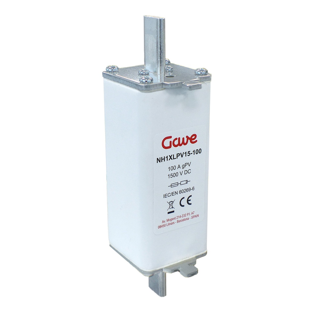 [NH1XLPV15-100] FUSIBLE NH 1500VDC TAMAÑO 1XL  -100A CURVA GPV GAVE