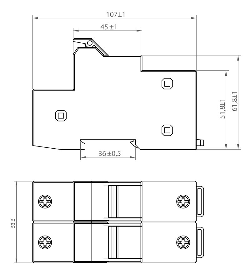 [222] PORTAFUSIBLE GAVE 14X51 2P 50A.RAIL DIN