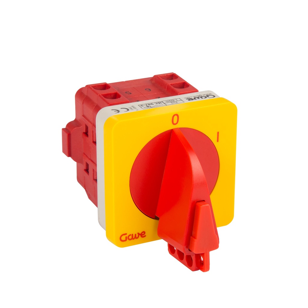 INTERRUPTOR GAVE 3P.12A.D0 ENCLAVABLE CANDADO ROJO/AMARILLO