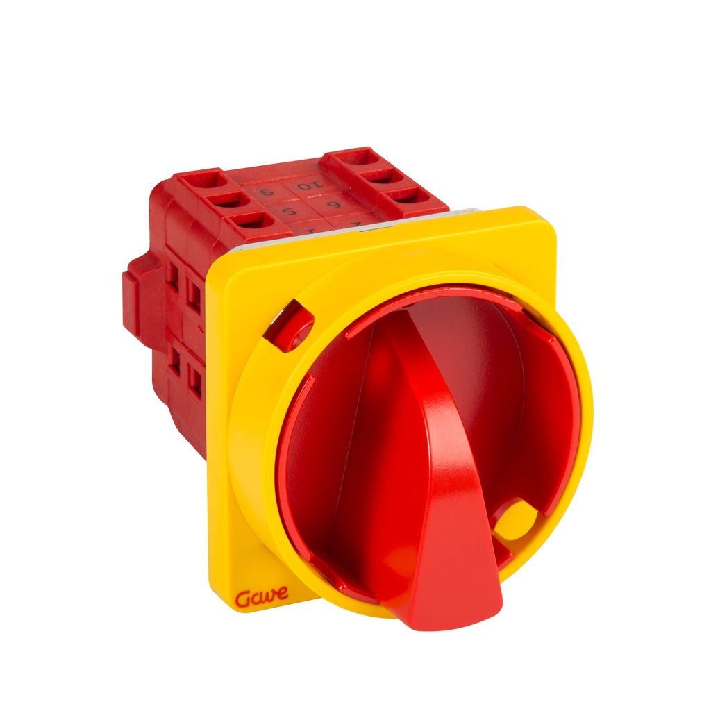 INTERRUPTOR 3P GAVE 32A D1 BLOQUEO CANDADO ROJO/AMARILLO + AUXILIAR SIMULTANEO 12A