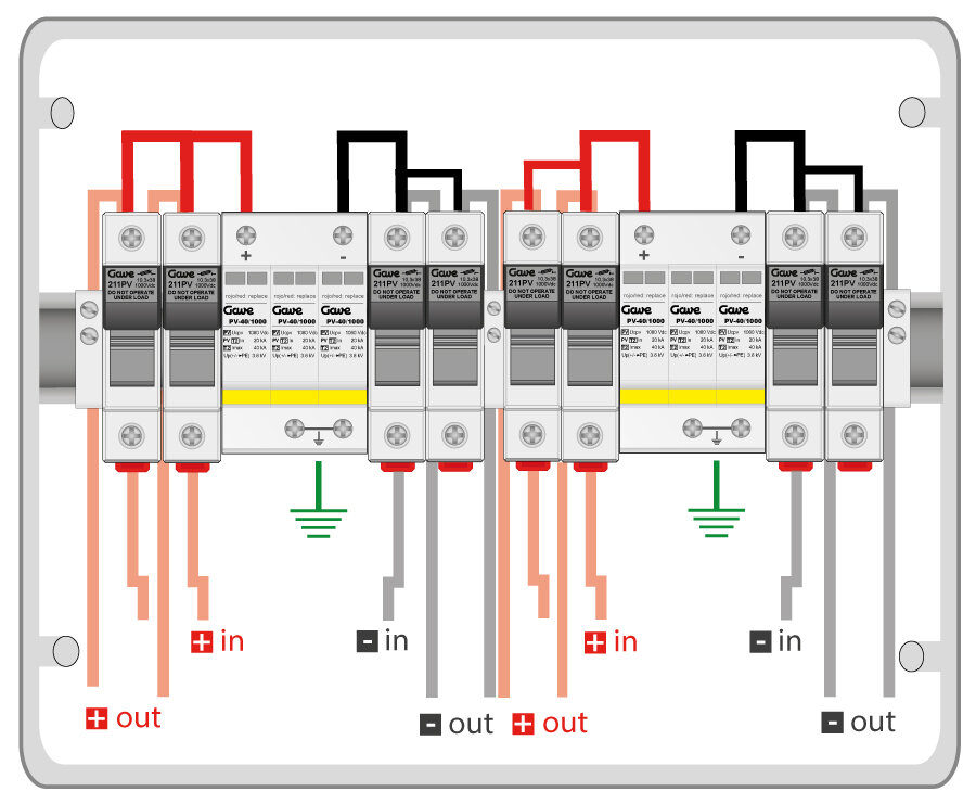 [STM210NSP12] CAJA MODULAR GAVE CONEXIÓN 2STR. FUS 12A - SIN SECCIONADOR + PROTECTOR SOBRETENSION II