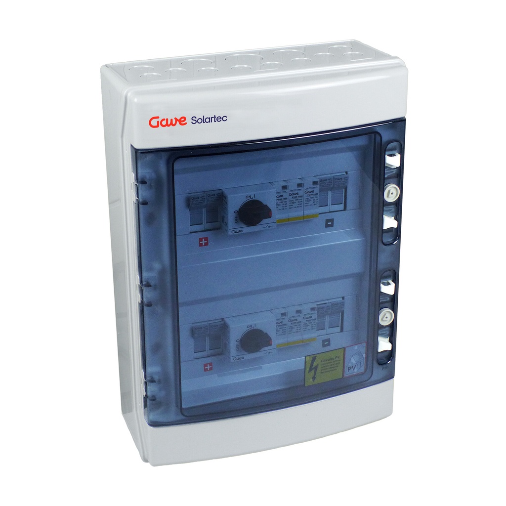 [STM21025P12S] CAJA MODULAR GAVE CONEXION PV 2 STR. FUS. 12A + PROT.SOBRETENSION II+INTERRUPTOR DOS CIRCUITOS