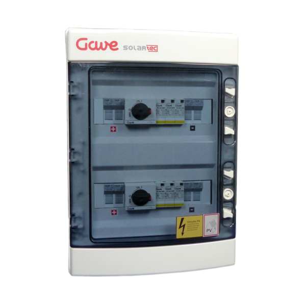 [STM21025P15S] CAJA MODULAR CONEXION PV 2 STR. FUS. 15A + PROT.SOBRETENSION II+INTERRUPTOR DOS CIRCUITOS
