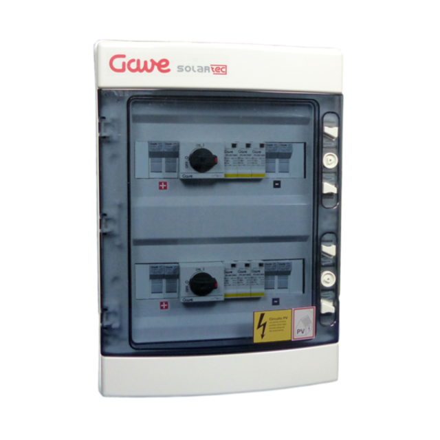 [STM21025P20S] CAJA MODULAR CONEXION PV 2 STR. FUS. 20A + PROT.SOBRETENSION II+INTERRUPTOR DOS CIRCUITOS