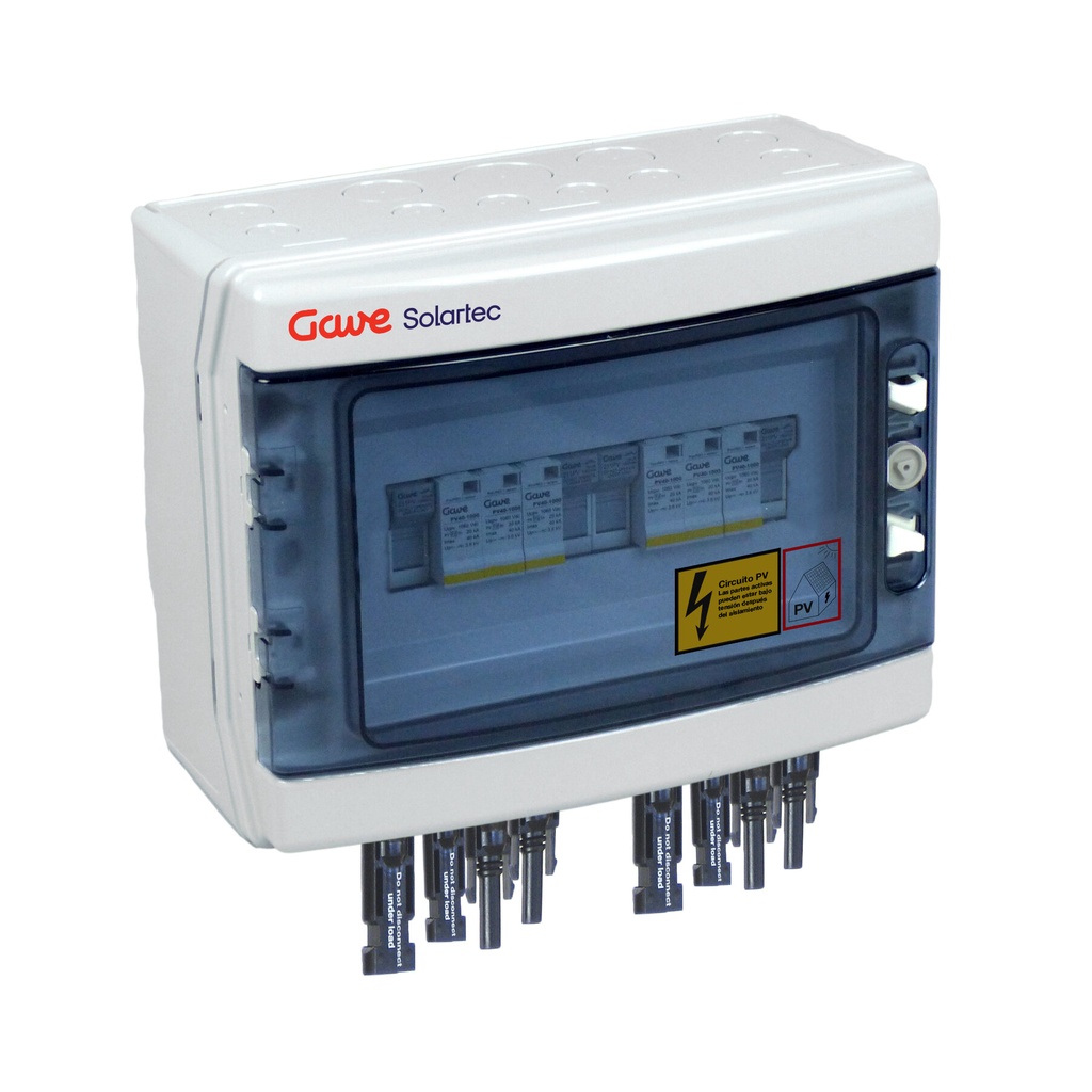 [STM110MCP15/2] CAJA MODULAR GAVE CONEXIÓN MC4 2MPPT - 1STR.FUS 15A - SIN SECCIONADOR + PROTECTOR SOBRETENSION II