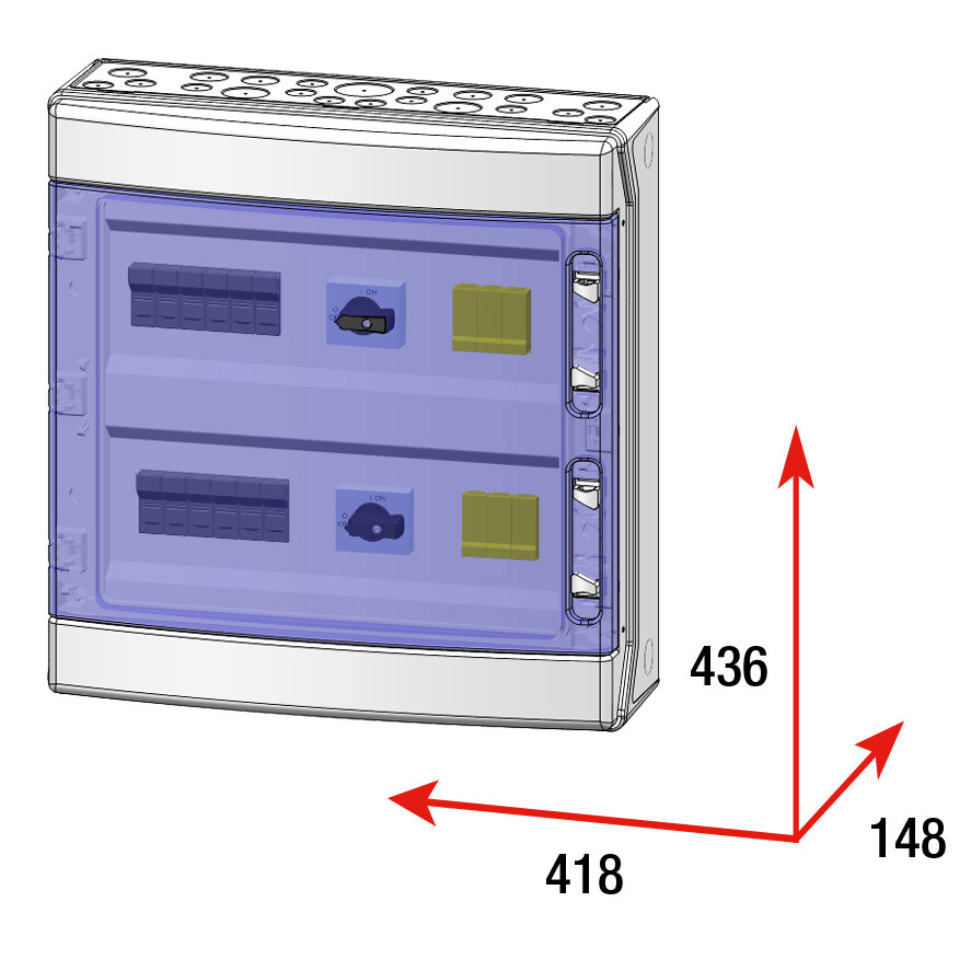 [STM31016P15S/2] CAJA MODULAR GAVE CONEXIÓN PV - 3STRINGS 1000V FUS15A 2MPPT SALIDAS INDIVIDUALES