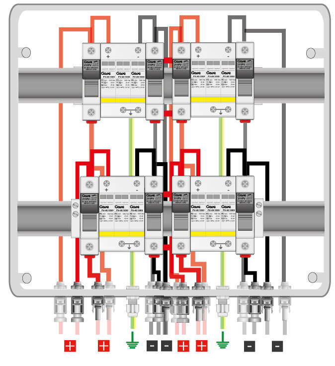 [STM110MCP12/4] CAJA MODULAR GAVE CONEXIÓN MC4 4MPPT - 1STR.FUS 12A - SIN SECCIONADOR + PROTECTOR SOBRETENSION II
