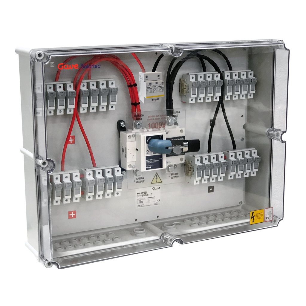 [SP141025P15] CAJA CONEXIÓN PV 14 STRINGS - FUS 15A -SECCIONADOR 250 + PROTECTOR SOBRETENSIONES GAVE