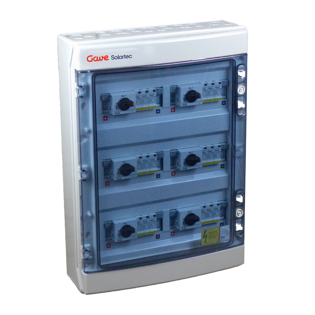 [STM11025P12/6] CAJA PROTECCIÓN CONTUNA GAVE PV 6MPPT - 1STRING FUS 12A + PROTECTOR SOBRETENSION II