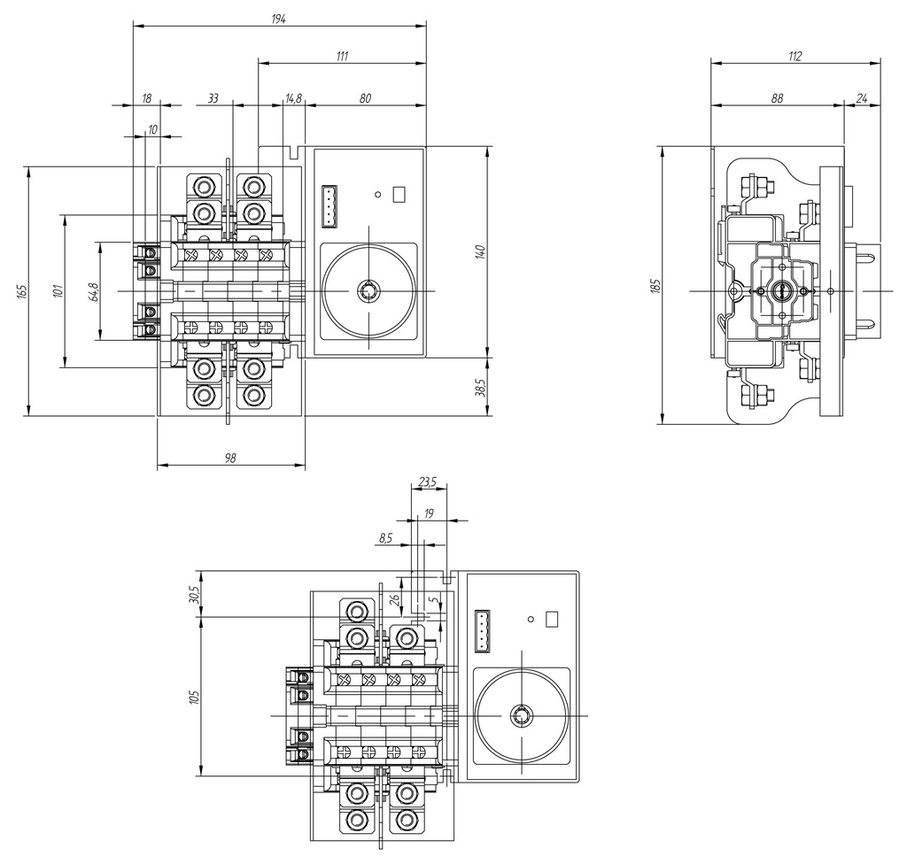 [YL862C101] CONMUTADOR  MOTORIZADO ENTRADA INFERIOR 1-0-2 2P 160A. 12V DC GAVE