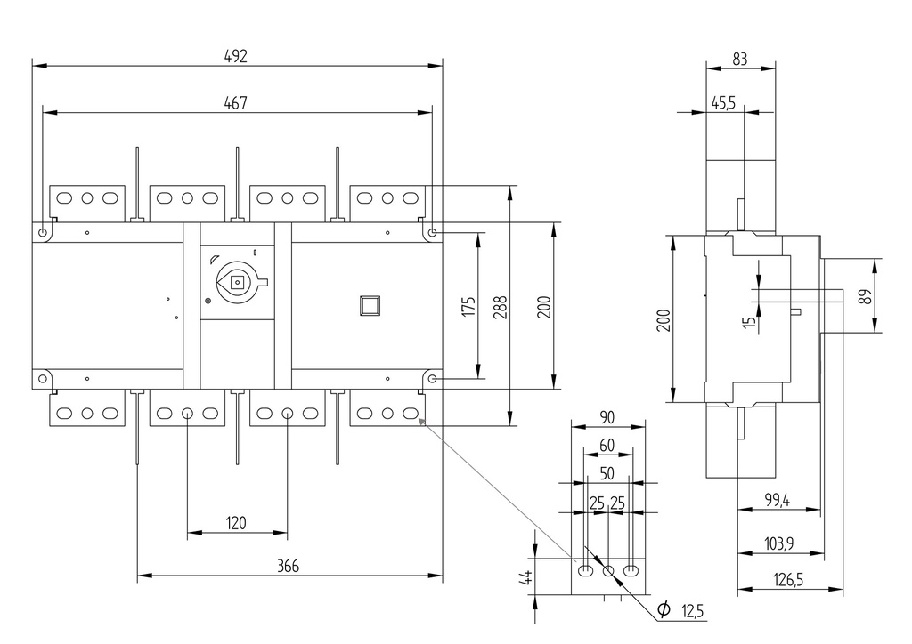 [55AC4180] INTERRUPTOR SECCIONADOR 4P x 1800A GAVE